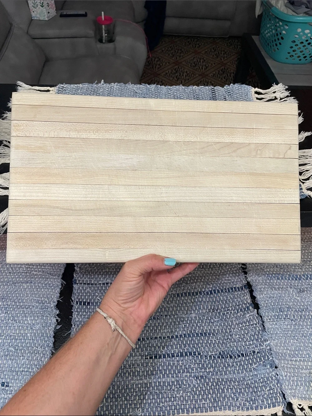 Wood Butcher Block Cutting Board - Light Natural Wood 9 x 15 x 1 3/4
